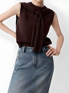 商场同款2025年秋季新款时尚气质披肩式无袖针织衫女AR803048-789