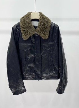 商场同款2025秋冬新款时尚百搭短款毛领皮衣外套女AR104112-1980