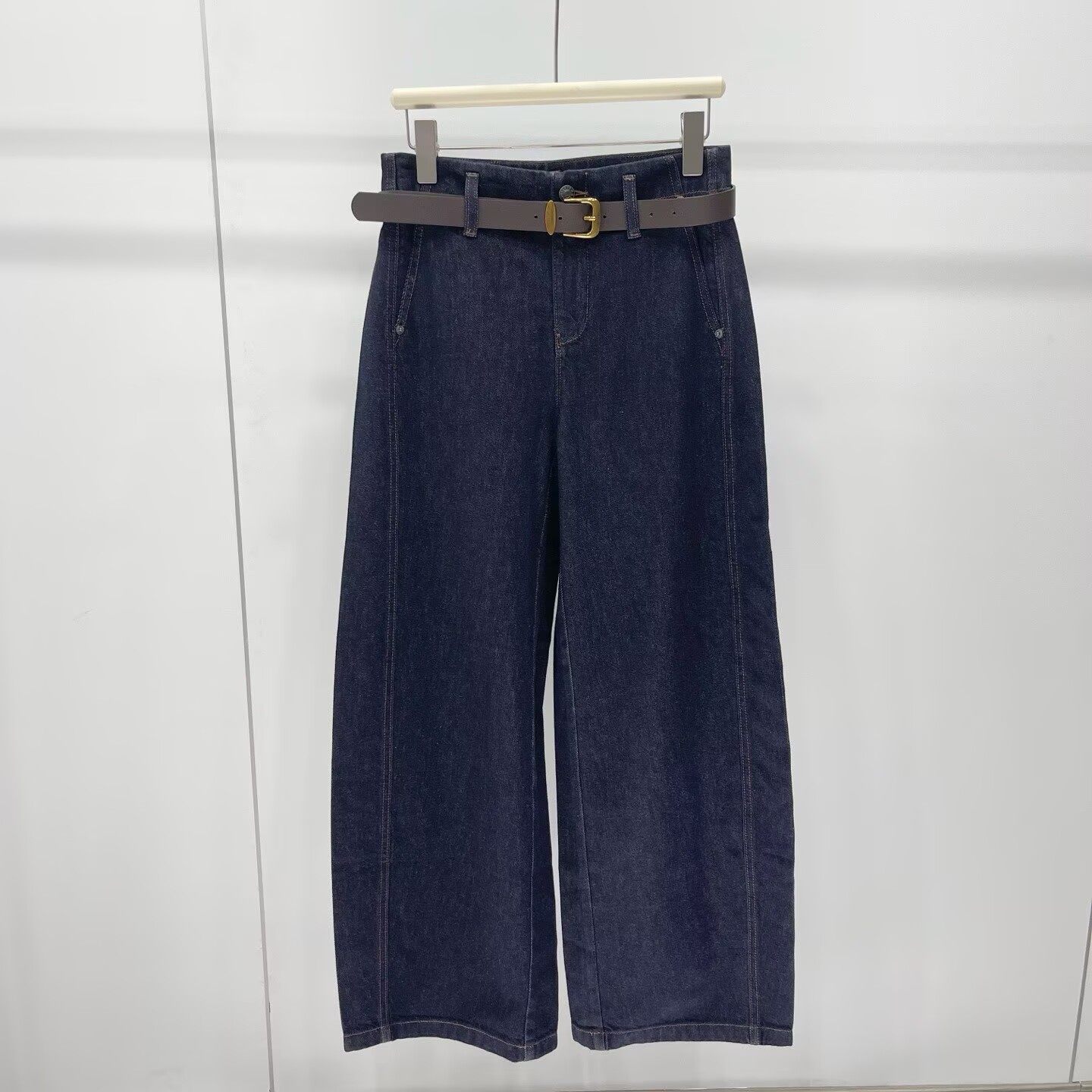 商场同款2025年秋装新牛仔蓝宽松高腰牛仔裤女阔腿裤AR324109-889