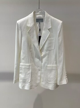 佳禾艾诺丝2026春季新款简约风白色亚麻西装女平驳领外套BR131114