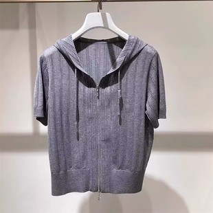 上衣1G4632581 商场同款 通勤减龄短袖 2025夏新款 798 连帽针织开衫