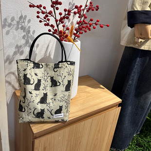 BAG原创设计棉麻手提布包小号托特包便当包布袋子手拎妈咪包 GGSG