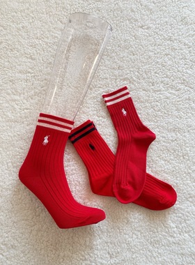 马年红袜子2026年红色袜子女款中筒袜纯棉袜子新年红袜子三双装