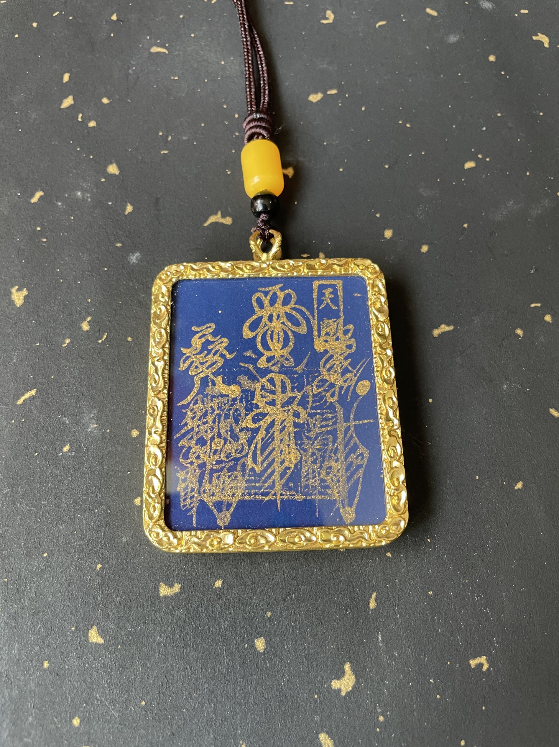 恩师手写五雷中国风书法财神唐卡双面吊坠4.5×5.5厘米已走流程