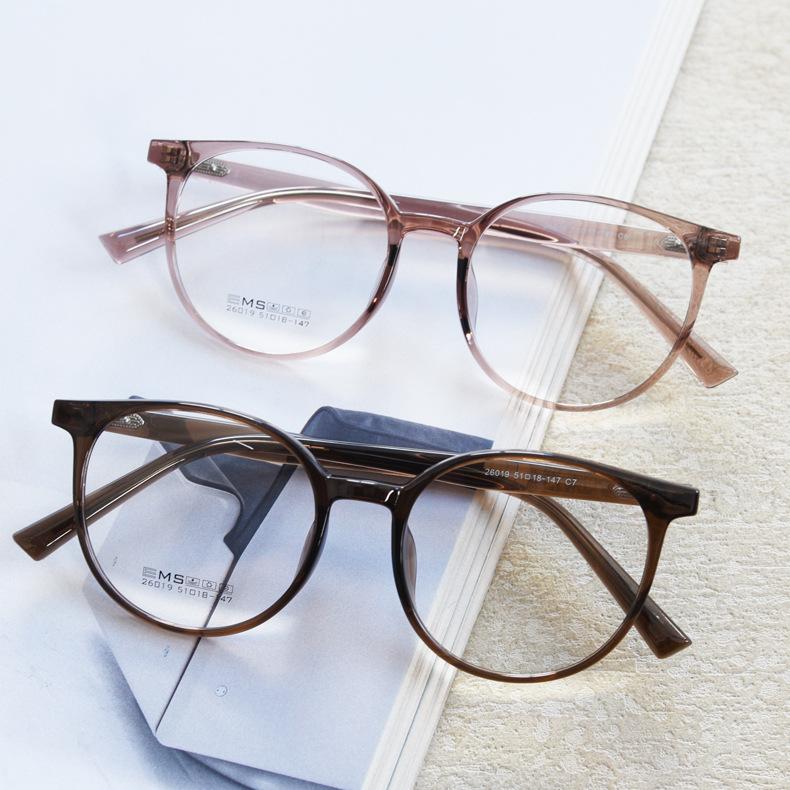 26019新款超轻TR90大圆框近视眼镜框男女文艺复古平光镜架配度数