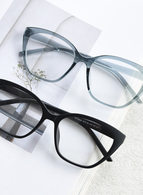 W72349新款猫型TR90近视眼镜框男女砂黑平光镜架欧美网红素颜街拍