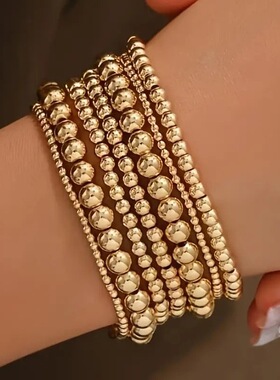 7-piece bracelet set跨境女防水耐磨时尚串珠子弹力手串7条装