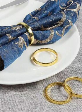 Golden napkin clasp餐巾扣金色光面素圈女气质简约感个性百搭