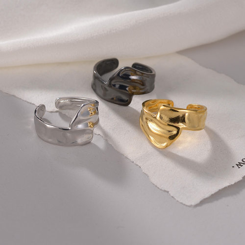 Ripple titanium steel ring水波纹钛钢女款戒指开口可调节指环无