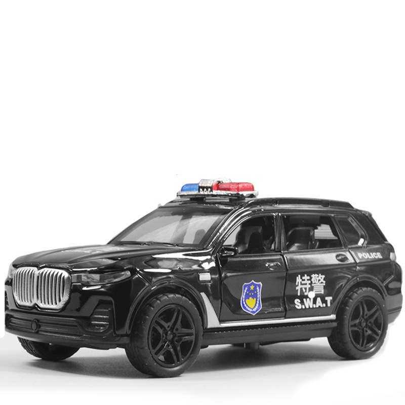 警车消防车公安车儿童玩具带声音灯光合金车模型男孩回力玩具