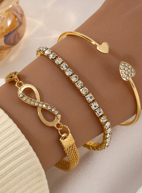 3-piece bracelet set跨境符号造型3件套手链8字手镯女孩手饰