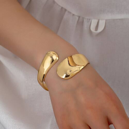 Golden Bracelet Arm Ring弧形光面手环金色开口可调节手镯臂环女