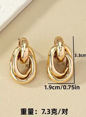Circular geometry earrings夸张圆圈耳钉金属朋克风几何耳环女