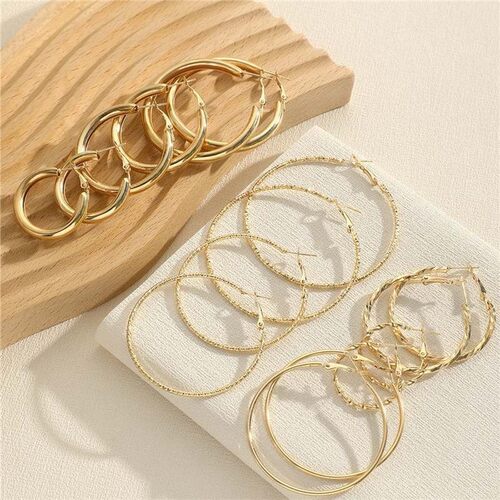 Round earrings set of 8 pairs圆圈耳环8对套装夸张金属圆形女