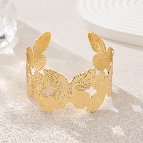 Metal butterfly bracelet金属蝴蝶手镯时尚夸张轻奢开口镂空手环