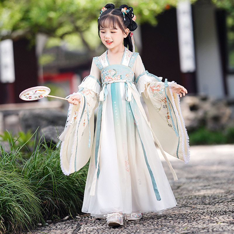 女童汉服春夏中国风原创古风连衣裙儿童小女孩大袖齐胸短袖古装裙