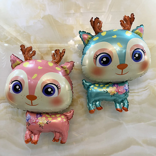 圣诞装饰森蒂鹿气球 粉蓝色梅花鹿 小朋友玩耍可爱小麋鹿铝膜气球