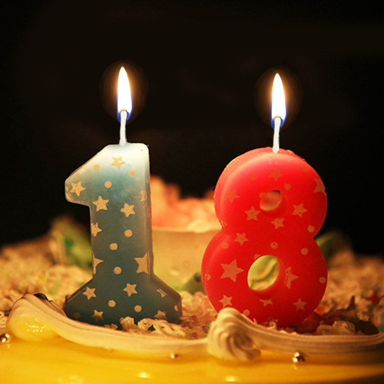 蓝色数字创意蛋糕生日蜡烛