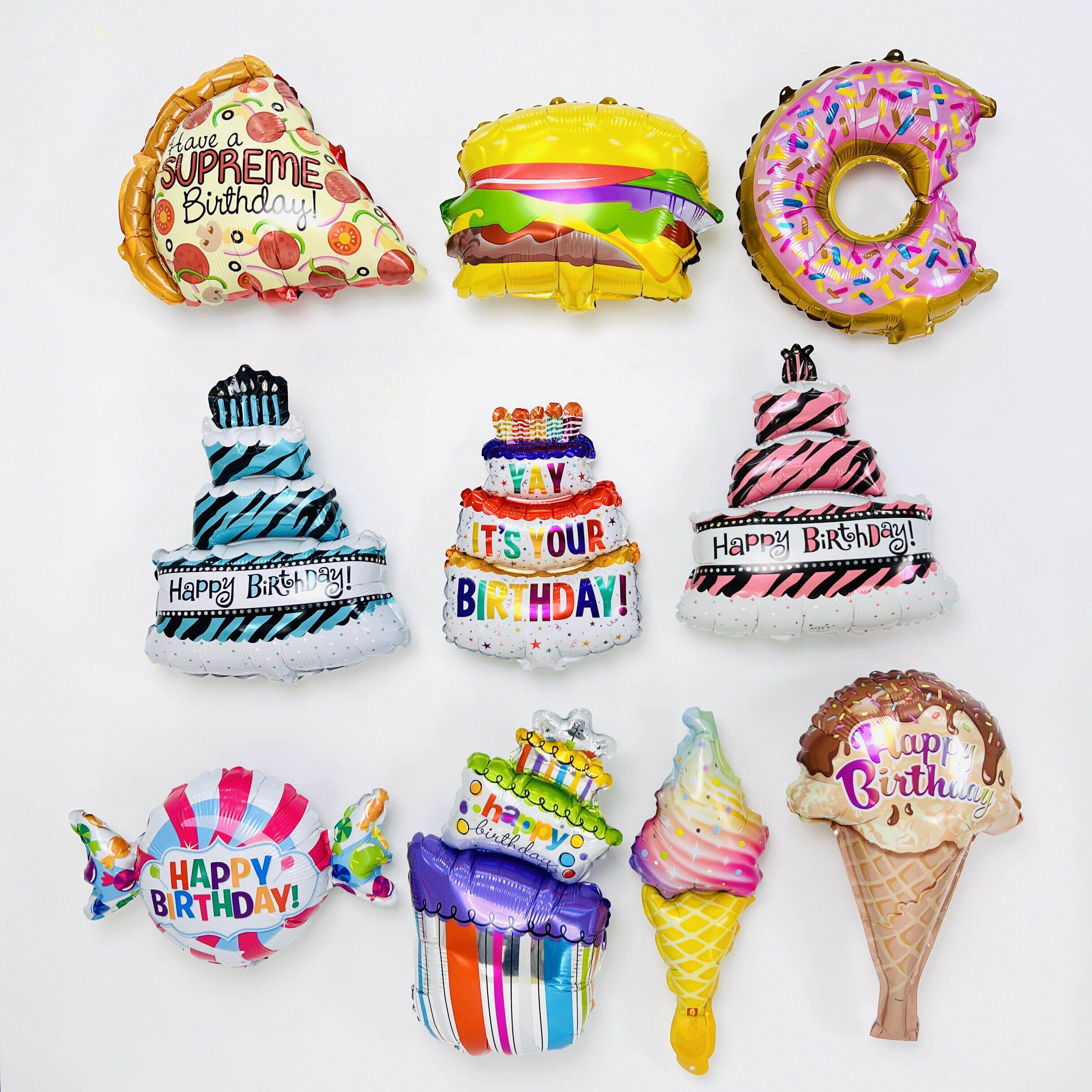 小号迷你汉堡食物气球冰淇淋香槟酒杯蛋糕糖果披萨甜甜圈铝膜气球