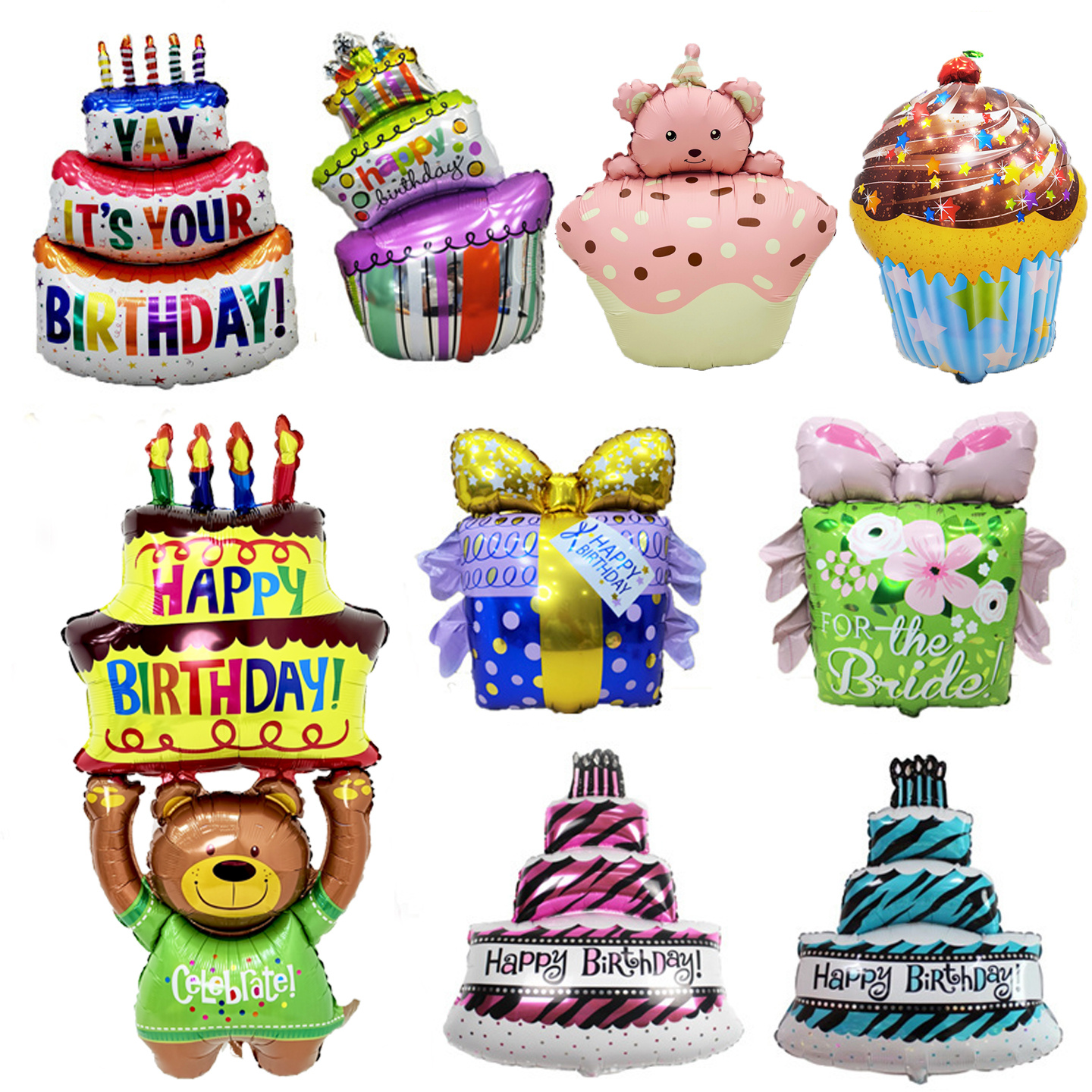 粉色生日蛋糕气球装饰礼物蝴蝶结