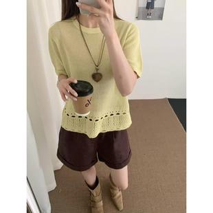女欧洲站2025早秋新款 KJ高品和纸纱针织衫 欧货宽松百搭减龄上衣潮