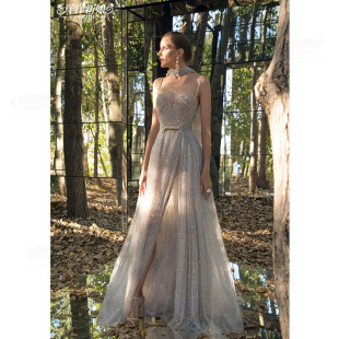 结婚敬酒服2023新款 显瘦吊带裙生日宴毕业舞会年会性感露腿晚礼服