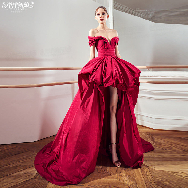 前短后长生日宴毕业舞会敬酒服