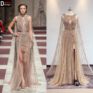 新娘结婚敬酒服2022新款 名媛生日宴开衩露腿长礼服 显瘦鱼尾披肩袖