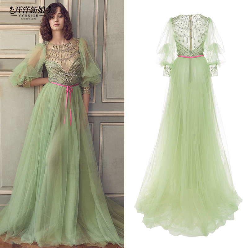 显瘦森系网纱名媛毕业舞会敬酒服