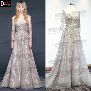 敬酒服2022新款 显瘦妈妈礼裙喜婆婆高级感婚礼晚宴年会长礼服 长袖