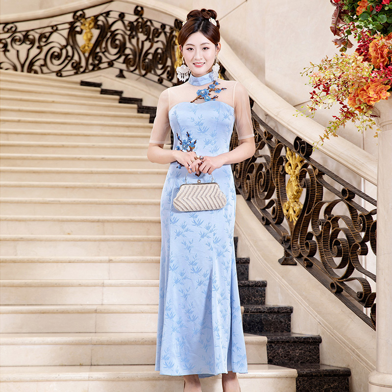 多丽琦改良旗袍裙轻奢简约连衣裙宴会晚装主持人礼服裙日常可穿女