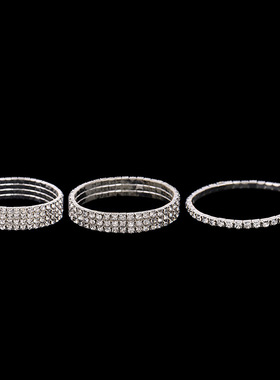 现货水钻弹力白色多排手链