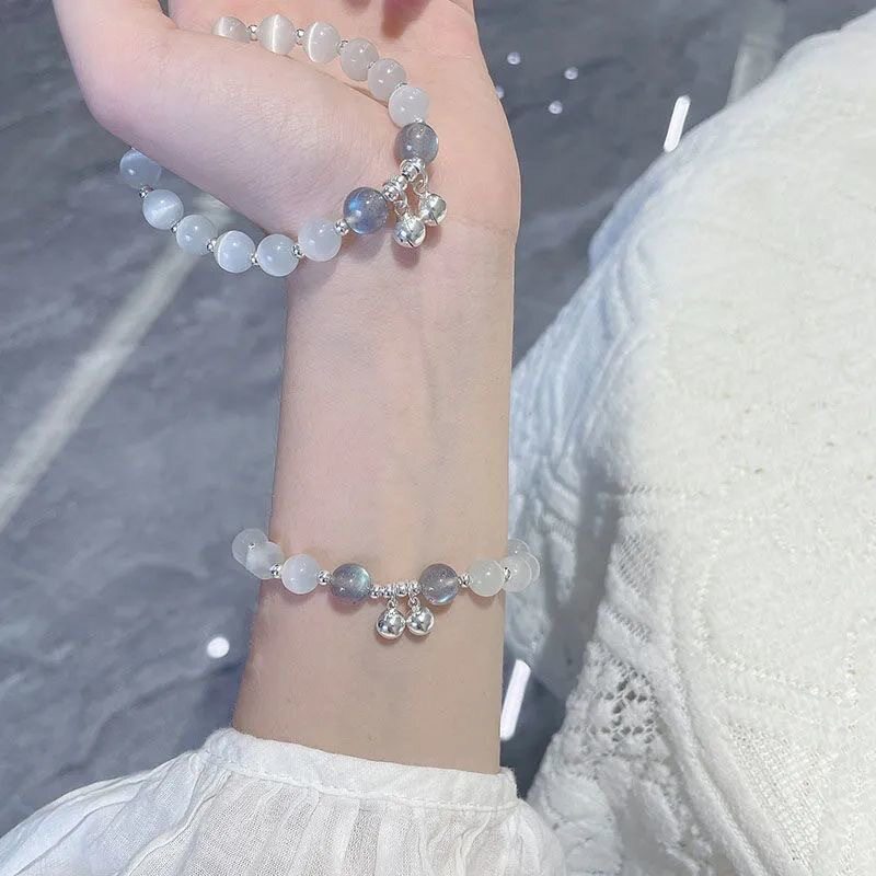 仿猫眼月光石铃铛水晶手链女轻奢手链