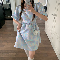 Real price real shot Korean loose sweet girl puffy skirt bubble sleeve super Fairy Dress