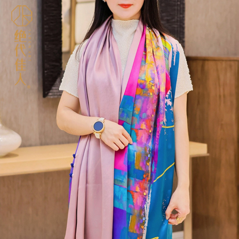 绝代佳人珍藏桑蚕丝双层缎面披肩