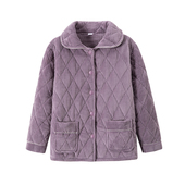 冬季 法兰绒加绒加厚居家三层夹棉珊瑚绒女款 睡衣家居服女单件上衣