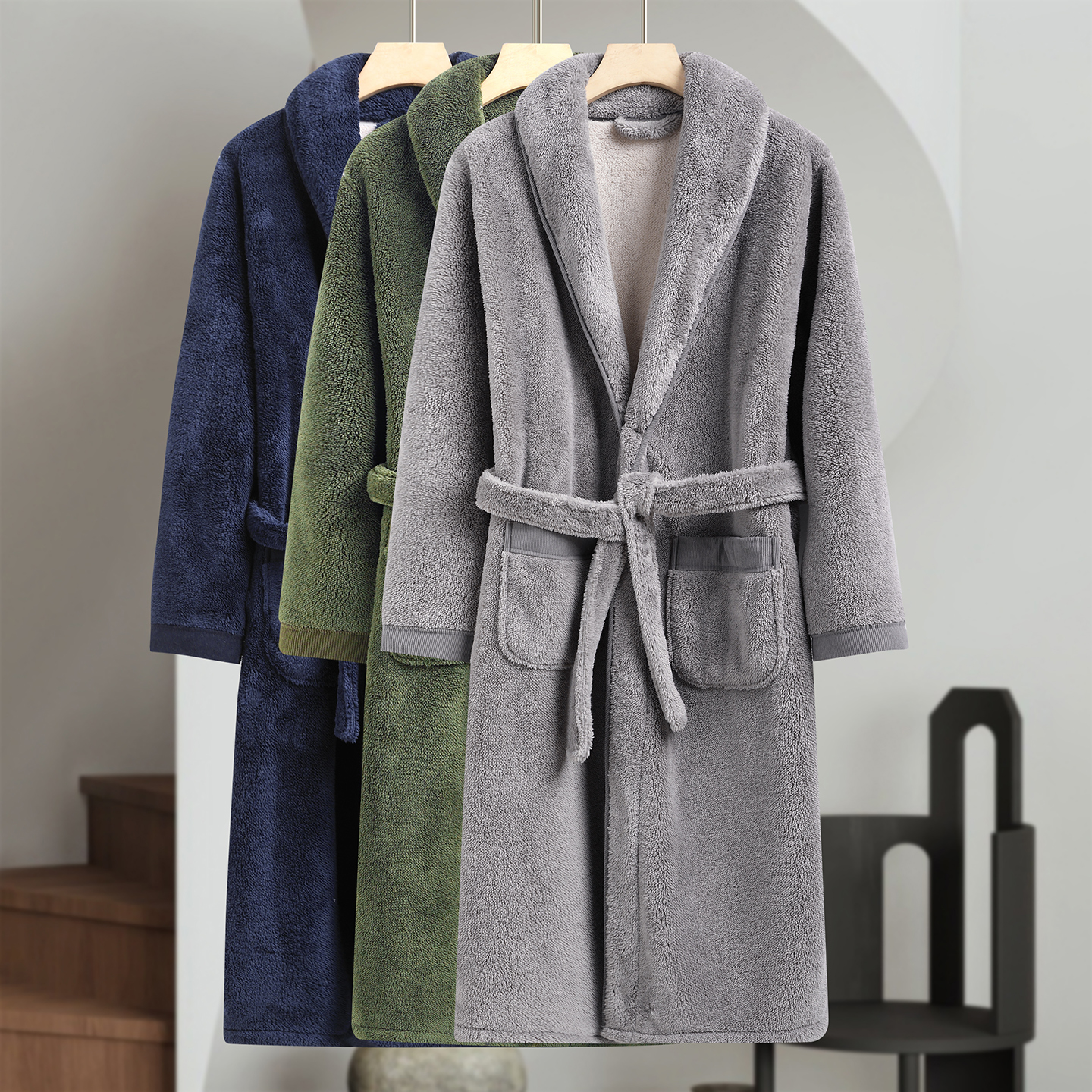 冬季男款珊瑚绒睡袍2025新款睡衣男加绒加厚保暖男士长款毛绒浴袍