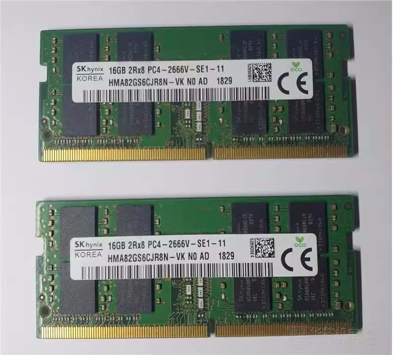SK海力士HMA82GS6CJR8N-VK 16G 2RX8 DDR4 PC4-2666V笔记本内存条