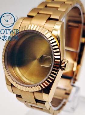 手表表壳36mm 39mm玫瑰金狗牙表壳中沙带NH35 ETA2824 Miyota8215