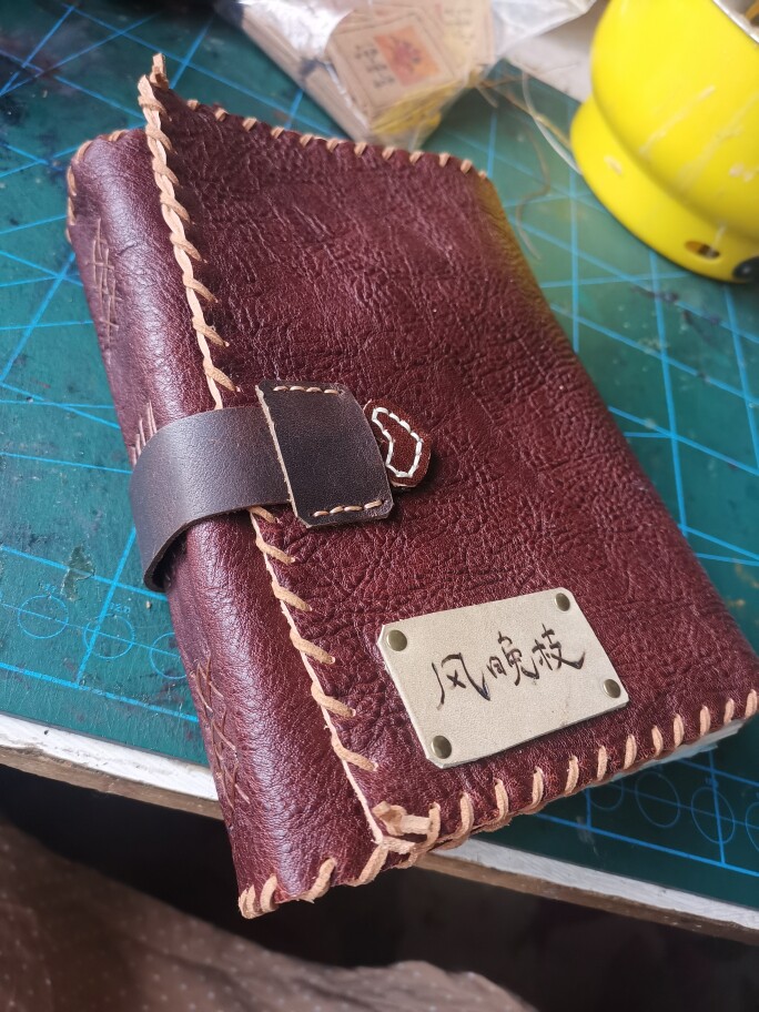 A5复古双包边笔记本 各种纸品穿插烧边效果手帐本 复古小口袋笔插