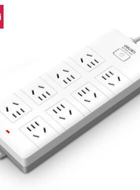 得力18170新国标延长线插座转换器安全总控开关插排8位五孔接线板