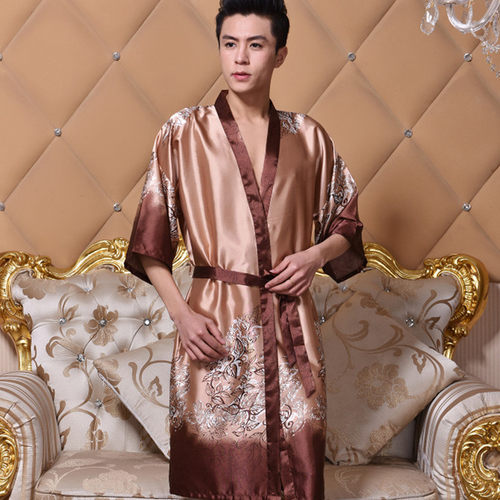 夏季短袖男士性感丝绸家居服薄款