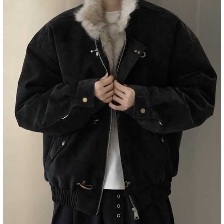 美式哈灵顿座山雕棉服外套