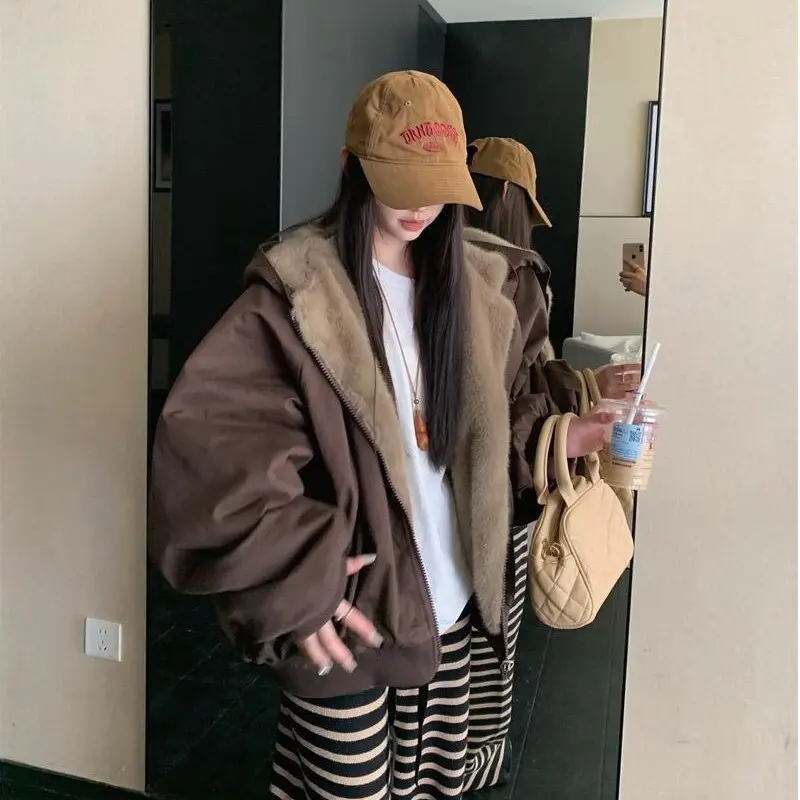 加厚重磅抗寒仿貂毛情侣潮流连帽棉服夹克外套韩版秋冬宽松座山雕,女装/女士精品,棉衣/棉服,淘宝优惠券,粉丝福利购,淘宝优惠卷