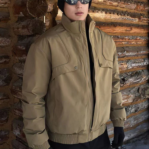立领工装飞行员夹克男保暖棉衣