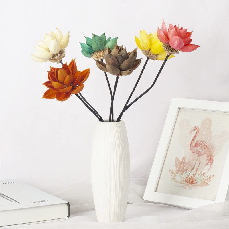 新品云南干花复古禅意荷花装饰品手工diy插花艺术餐桌茶橱窗摆件