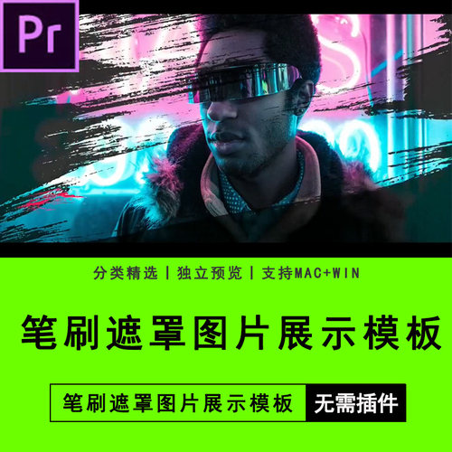 PR软件插件模板Premiere预设笔刷遮罩图片展示模板