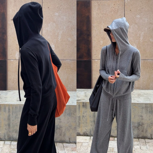 (2色)基础必入 三醋酸羊绒连帽拉链衫