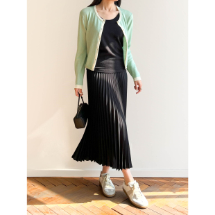 限时福利｜Plain Sight黑白、冰激凌绿拼色羊毛针织长袖开衫