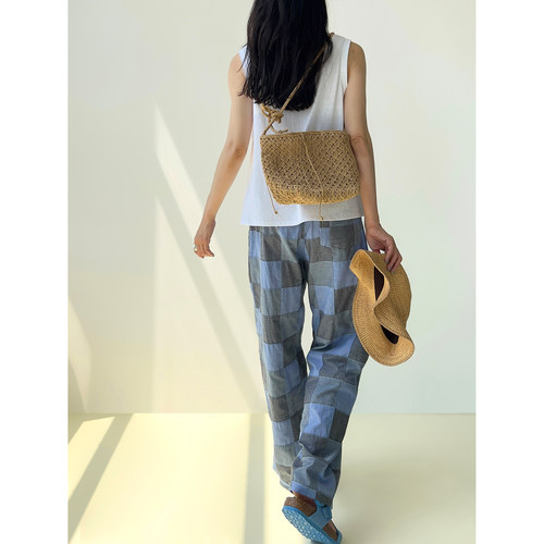 松紧腰休闲长裤休闲拼布长裤